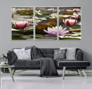 Lotus Flower Wall Art Canvas Print, Water Lily Large Wall