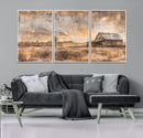 Rustic Farmhouse Wall Art Canvas Print | Barn and Field