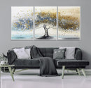 Silver Tree Wall Art – Framed Golden Leaves Canvas Artwork, by MyGreatCanvas | Canvas Wall Art Prints | Photo Prints & Wall Decor