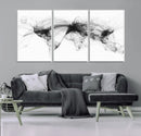 Flight Routes Air Traffic Map Canvas Wall Art - Framed -