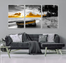 Yellow Rowboat Wall Art – Framed Tropical Shoreline Canvas by MyGreatCanvas | Canvas Wall Art Prints | Photo Prints & Wall Decor