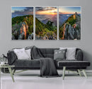 Mountain Sunset Panoramic Wall Art Canvas Print – Framed