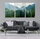 Misty Forest Mountain Wall Art Canvas Print – Framed Serene