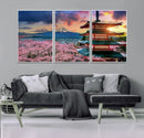 Mount Fuji Cherry Blossom Wall Art Canvas Print – Framed
