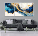 Blue Gold Flow Wall Art Canvas Print – Framed Marble Design by MyGreatCanvas | Canvas Wall Art Prints | Photo Prints & Wall Decor