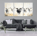 Texas Longhorn Wall Art Canvas Print – Rustic Western Bull