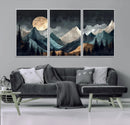 Moonlit Mountain Wall Art Canvas Print – Silhouetted Pines