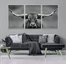 Texas Longhorn Wall Art Canvas Print – Framed Western Bull