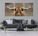 Texas Longhorn Wall Art Canvas Print – Brown Bull Rustic