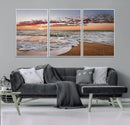 Ocean Sunset Wall Art Canvas Print – Framed Sandy Shore