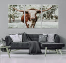 Texas Longhorn Wall Art Canvas Print – Framed Spotted Bull