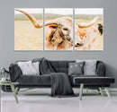 Texas Longhorn Wall Art Canvas Print – Framed Spotted Cow