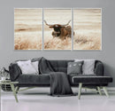 Texas Longhorn Wall Art Canvas Print – Framed Brown Horned