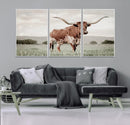 Texas Longhorn Wall Art Canvas Print – Framed Spotted Cattle by MyGreatCanvas | Canvas Wall Art Prints | Photo Prints & Wall Decor