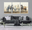Wild Horses Wall Art Canvas Print, Framed Running Horses Art
