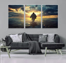 Jesus Walks Wall Art Canvas Print Framed Divine Sunset Art