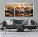 Wood Mountain Wall Art Canvas Print – Framed Boho Abstract