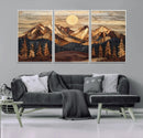 Wood Mountain Landscape Wall Art Canvas Print – Framed