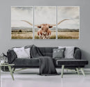 Texas Longhorn Wall Art Canvas Print – Framed Western Cow