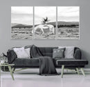 White Horse Wall Art Canvas Print – Framed Woman Rider
