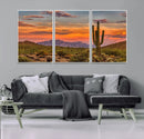 Saguaro Cactus Wall Art Canvas Print – Framed Arizona Sunset