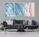 Aerial Ocean View Wall Art Canvas Print – Framed Soft Blue