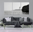 Jumping Wall Art Canvas Print – Framed Coastal Ocean Scene