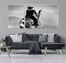 Western Wall Art Canvas Print – Framed Cowboy and Horse
