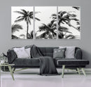 Palm Wall Art Canvas Print – Framed Monochrome Tropical