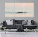 Pastel Ocean Wall Art Canvas Print – Framed Soft Sunset Calm