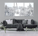 Snowy Ski Lift Wall Art – Framed Winter Mountain Canvas by MyGreatCanvas | Canvas Wall Art Prints | Photo Prints & Wall Decor