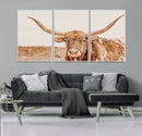 Longhorn Bull Wall Art Canvas Print – Framed Western Cow