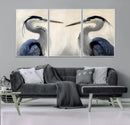 Blue Heron Pair Wall Art Canvas Print – Framed Coastal Bird