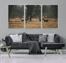 Deer Wall Art Canvas Print – Framed Rustic Wildlife Stags