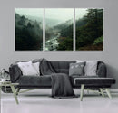 Misty Forest Wall Art Canvas Print – Framed Foggy River
