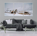 Bison Wildlife Wall Art Canvas Print – Framed Snowy Prairie