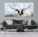 Texas Longhorn Wall Art Canvas Print – Framed Western Rustic