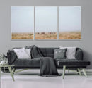 Foggy Plains Wall Art Canvas Print – Framed Horseback Riders