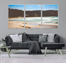 Tranquil Beach Scene Wall Art Canvas Print – Framed Blue
