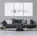 Ski Lift Wall Art Canvas Print – Snowy Alpine Landscape