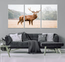 Vintage Wildlife Wall Art Canvas Print – Misty Landscape