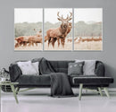 Rustic Nature Wall Art Canvas Print – Stag Woodland Framed