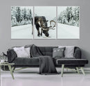 Moose Snow Wall Art Canvas Print – Framed Winter Wildlife