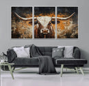 Abstract Longhorn Bull Wall Art Canvas Print – Vintage by MyGreatCanvas | Canvas Wall Art Prints | Photo Prints & Wall Decor