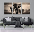 Elephant Family Wall Art Canvas Print, Framed Elephant Wall