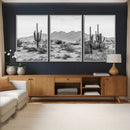 Black White Arizona Desert Canvas Wall Art Cactus Farmhouse