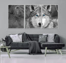 Wild Wolf Blue Eye Wall Art Canvas Print