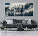 Foggy Pine Forest Wall Art – Framed Black White Nature by MyGreatCanvas | Canvas Wall Art Prints | Photo Prints & Wall Decor