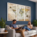Personalized World Map Canvas Print – Colorful Watercolor