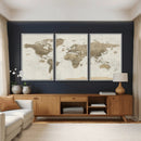 Detailed World Map Wall Art Canvas Print by MyGreatCanvas | Canvas Wall Art Prints | Photo Prints & Wall Decor